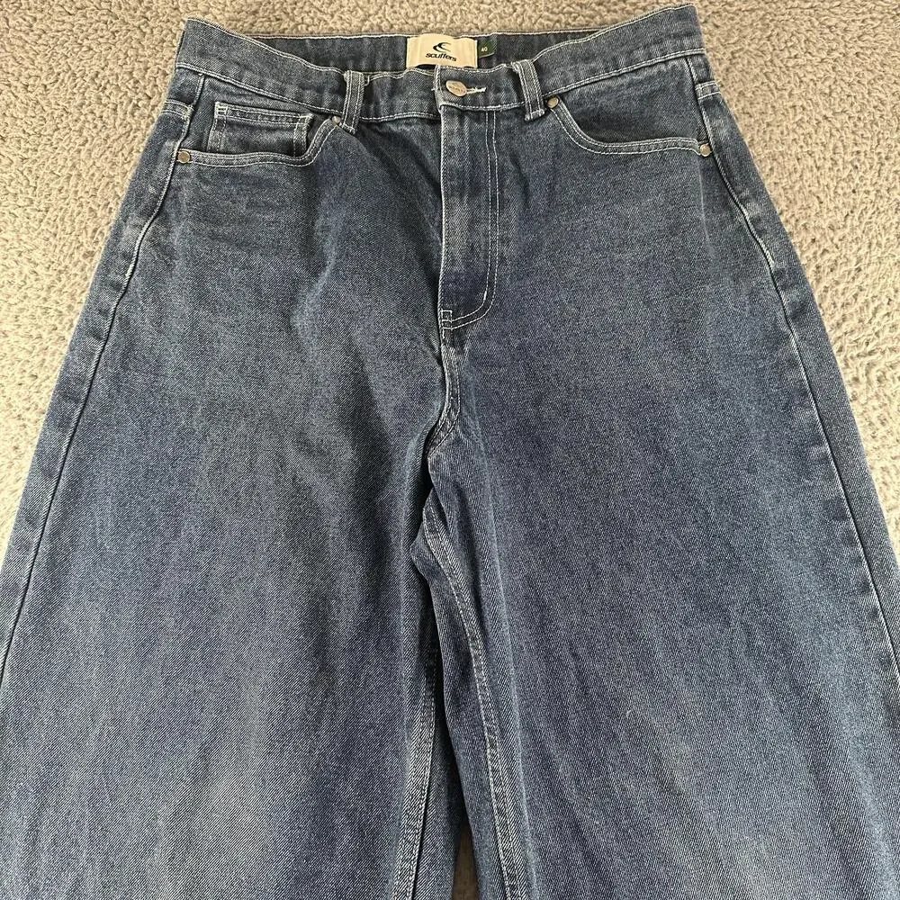 Scuffers Jumbo Jeans Mens 40(32 US) Blue Wide Leg Skater Baggy Denim Wash Grunge